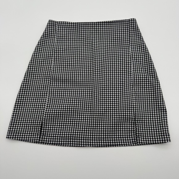 Brandy Melville Dresses & Skirts - John Galt Brandy Melville Black White Gingham Mini Skirt Slit High Waist XS S